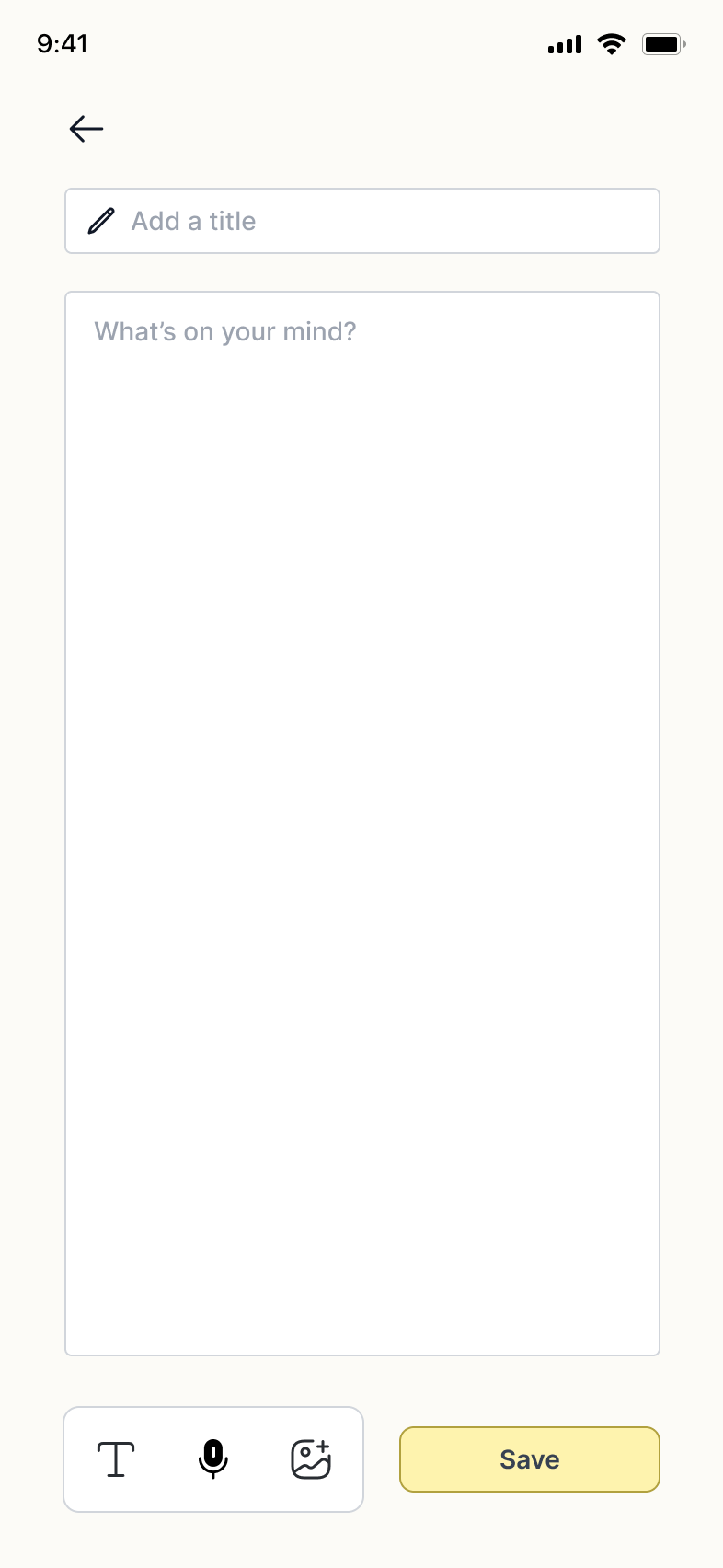 Blank page input screen